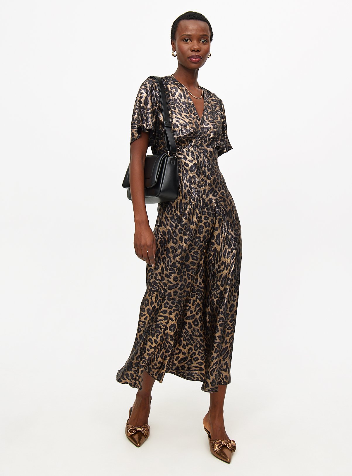 Leopard Print Satin Midaxi Tea Dress 10 - Image 3 thumbnail